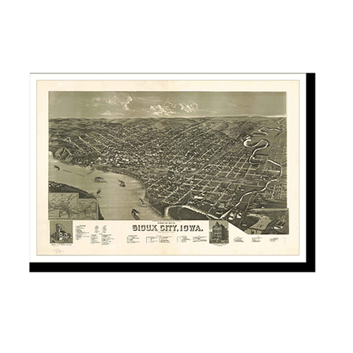 Panoramic Map - Sioux City, Iowa, 1888 - Bird's Eye View Print