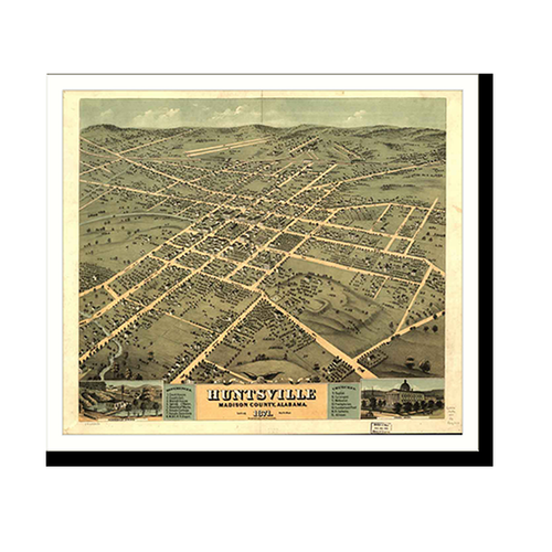 Panoramic Map - Huntsville, Alabama, 1871 - Bird's Eye View Print