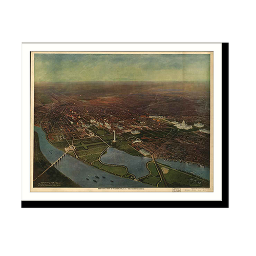 Panoramic Map - Washington, Washington DC, 1916 - Bird's Eye View Print