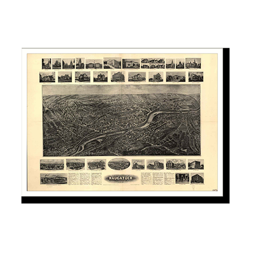 Panoramic Map - Naugatuck, Connecticut, 1906 - Bird's Eye View Print