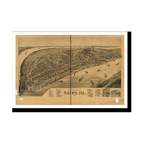 Panoramic Map - Cairo, Illinois, 1888 - Bird's Eye View Print