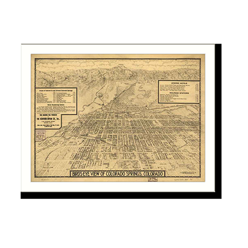 Panoramic Map - Colorado Springs, Colorado, 1909 - Bird's Eye View Print