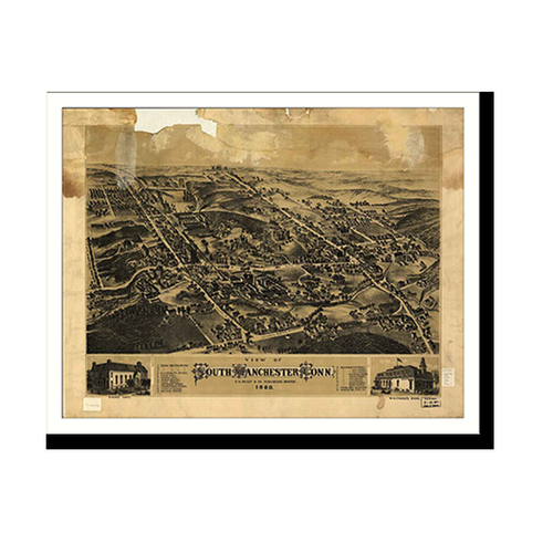 Panoramic Map - South Manchester, Connecticut, 1880 - Bird's Eye View Print