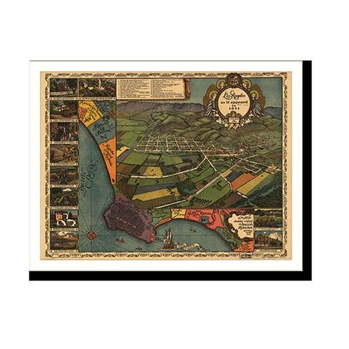 Panoramic Map - Los Angeles, California, 1871 - Bird's Eye View Print