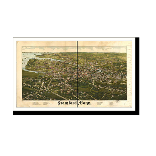 Panoramic Map - Stamford, Connecticut, 1883 - Bird's Eye View Print