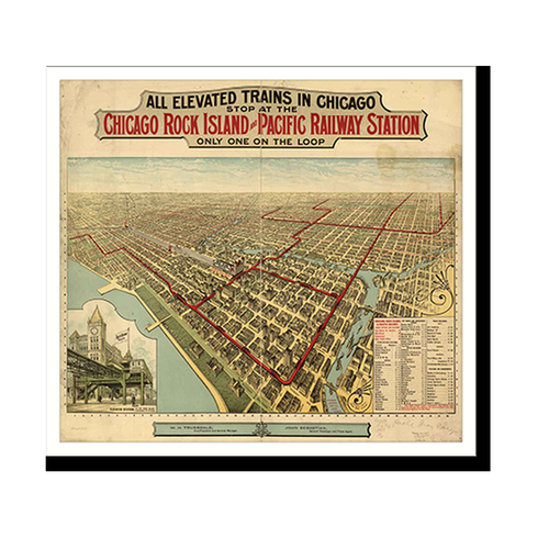 Panoramic Map - Chicago, Illinois, 1897 - Bird's Eye View Print