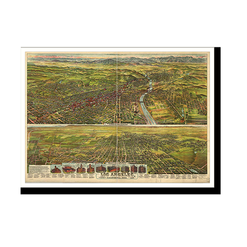 Panoramic Map - Los Angeles, California, 1894 - Bird's Eye View Print
