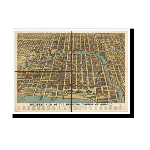 Panoramic Map - Chicago, Illinois, 1898 - Bird's Eye View Print