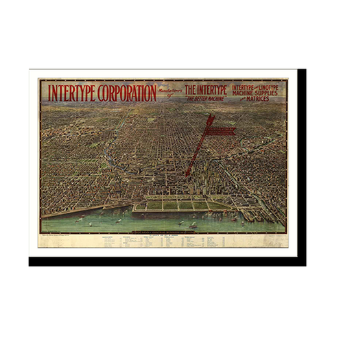 Panoramic Map - Chicago, Illinois, 1916 - Bird's Eye View Print