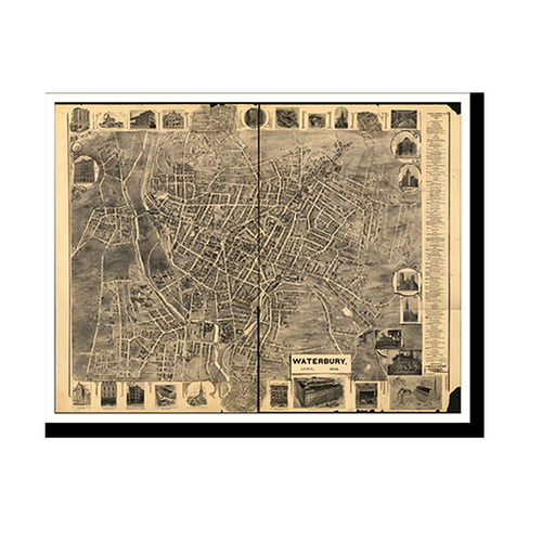 Panoramic Map - Waterbury, Connecticut, 1899 - Bird's Eye View Print