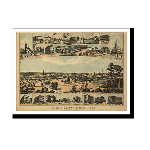 Panoramic Map - Wilmantic, Connecticut, 1882 - Bird's Eye View Print