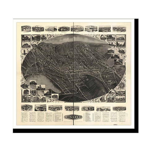 Panoramic Map - Winsted, Connecticut, 1908 - Bird's Eye View Print