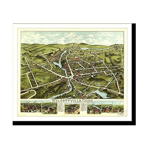 Panoramic Map - Wolcottville, Connecticut, 1875 - Bird's Eye View Print