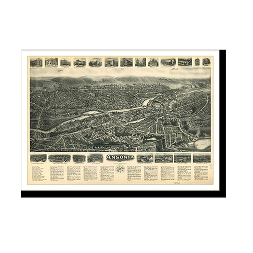 Panoramic Map - Ansonia, Connecticut, 1921 - Bird's Eye View Print