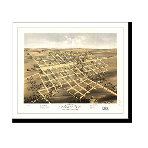 Panoramic Map - Paxton, Illinois, 1869 - Bird's Eye View Print