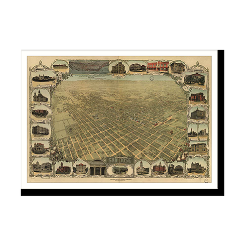 Panoramic Map - San Jose, California, 1901 - Bird's Eye View Print