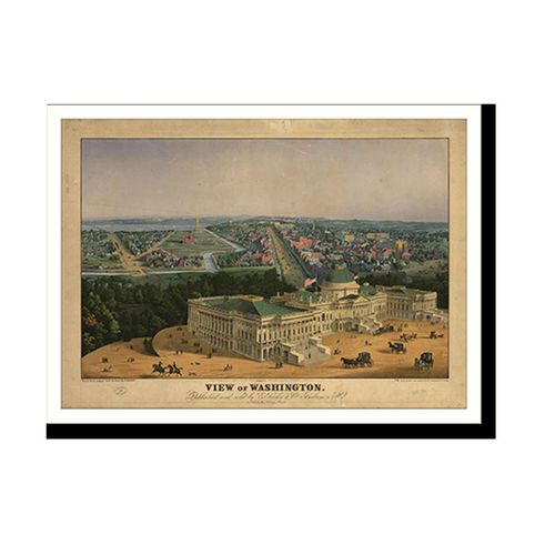 Panoramic Map - Washington, Washington DC, 1852 - Bird's Eye View Print