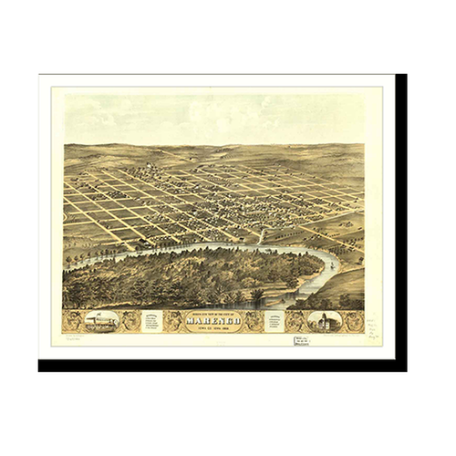 Panoramic Map - Marengo, Iowa, 1868 - Bird's Eye View Print