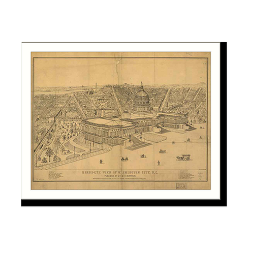 Panoramic Map - Washington, Washington DC, 1872 - Bird's Eye View Print