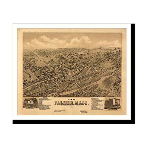 Panoramic Map - Palmer, Massachusetts, 1879 - Bird's Eye View Print