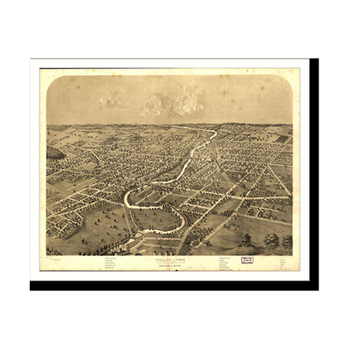 Panoramic Map - Ypsilanti, Michigan, 1868 - Bird's Eye View Print