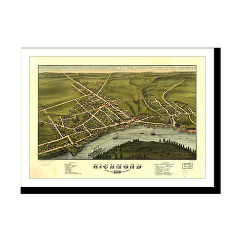 Panoramic Map - Richmond, Maine, 1878 - Bird's Eye View Print