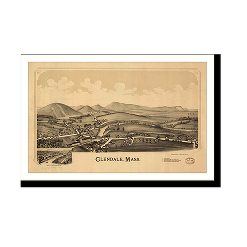 Panoramic Map - Glendale, Massachusetts, 1890 - Bird's Eye View Print