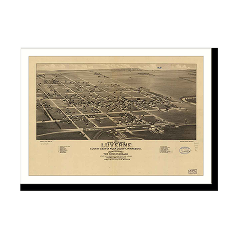 Panoramic Map - Luverne, Minnesota, 1883 - Bird's Eye View Print