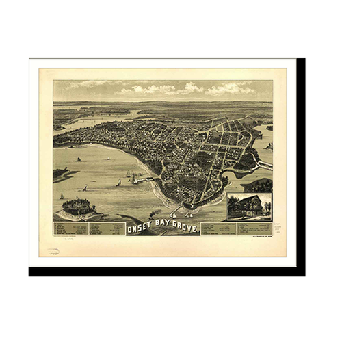Panoramic Map - Wareham, Massachusetts, 1885 - Bird's Eye View Print