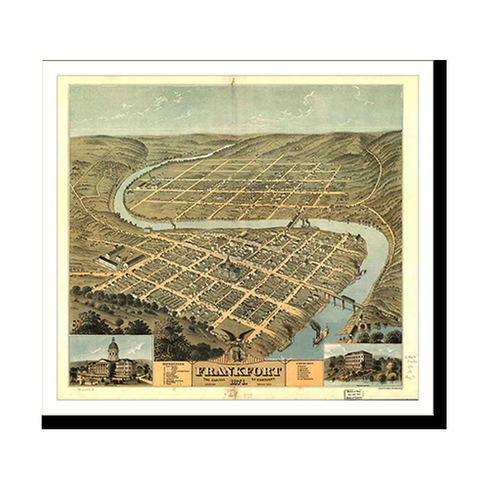 Panoramic Map - Frankfort, Kentucky, 1871 - Bird's Eye View Print