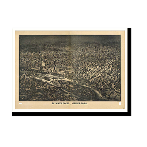 Panoramic Map - Minneapolis, Minnesota, 1885 - Bird's Eye View Print