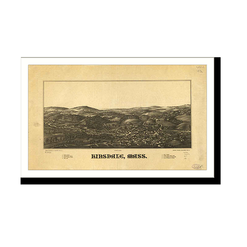 Panoramic Map - Hinsdale, Massachusetts, 1880 - Bird's Eye View Print