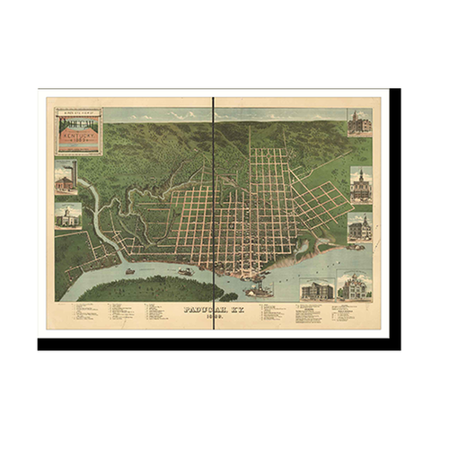 Panoramic Map - Paducah, Kentucky, 1889 - Bird's Eye View Print