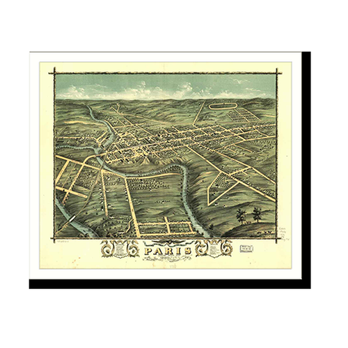 Panoramic Map - Paris, Kentucky, 1870 - Bird's Eye View Print