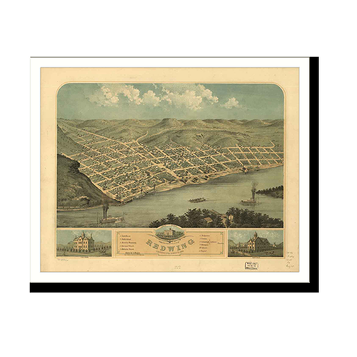 Panoramic Map - Red Wing, Minnesota, 1868 - Bird's Eye View Print