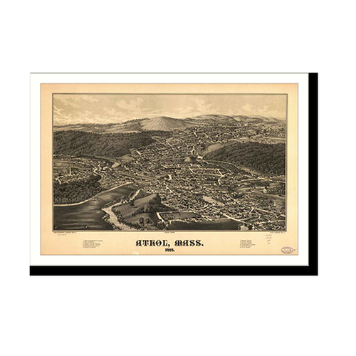 Panoramic Map - Athol, Massachusetts, 1887 - Bird's Eye View Print