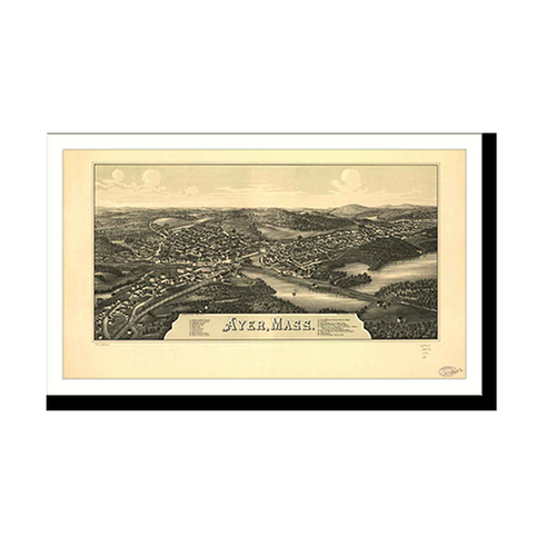 Panoramic Map - Ayer, Massachusetts, 1886 - Bird's Eye View Print