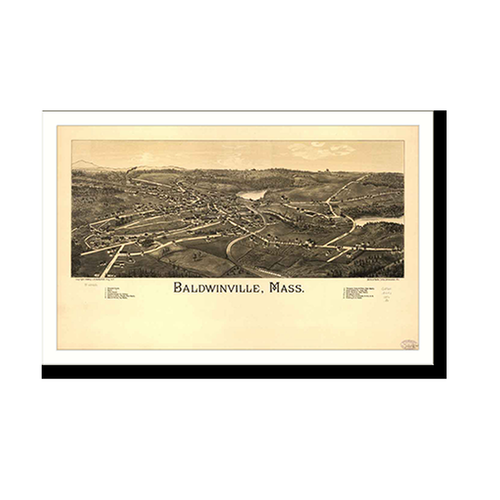 Panoramic Map - Baldwinville, Massachusetts, 1886 - Bird's Eye View Print