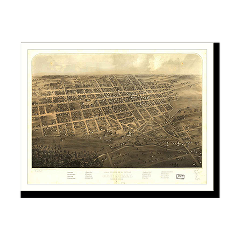 Panoramic Map - Marshall, Michigan, 1868 - Bird's Eye View Print