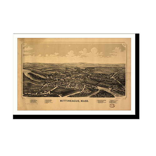 Panoramic Map - Mittineague, Massachusetts, 1889 - Bird's Eye View Print