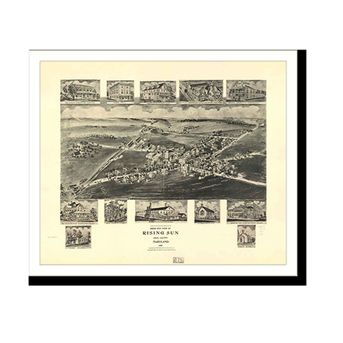 Panoramic Map - Rising Sun, Maryland, 1907 - Bird's Eye View Print
