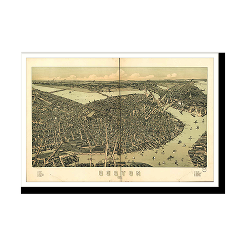Panoramic Map - Boston, Massachusetts, 1899 - Bird's Eye View Print