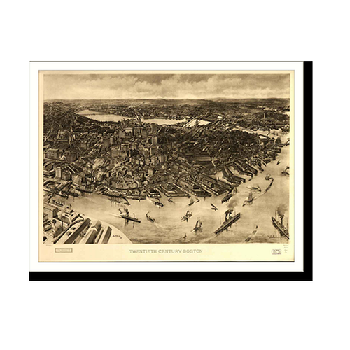 Panoramic Map - Boston, Massachusetts, 1905 - Bird's Eye View Print