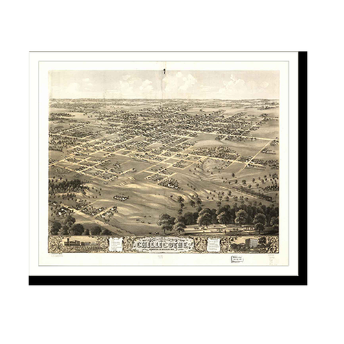 Panoramic Map - Chillicothe, Missouri, 1869 - Bird's Eye View Print