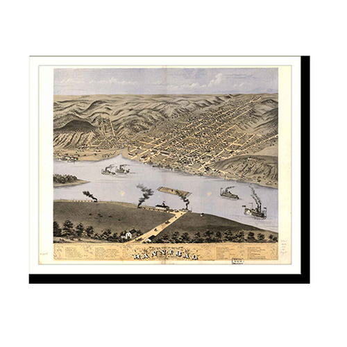 Panoramic Map - Hannibal, Missouri, 1869 - Bird's Eye View Print