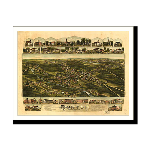Panoramic Map - Norton, Massachusetts, 1891 - Bird's Eye View Print