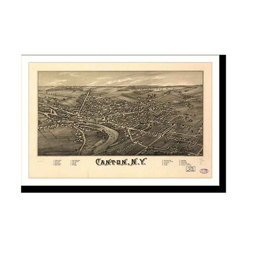 Panoramic Map - Canton, New York, 1885 - Bird's Eye View Print
