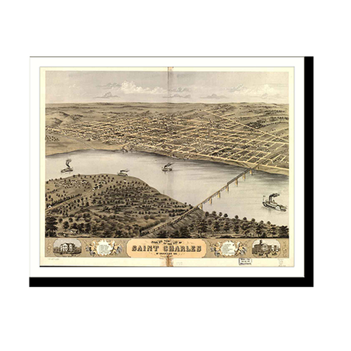 Panoramic Map - Saint Charles, Missouri, 1869 - Bird's Eye View Print