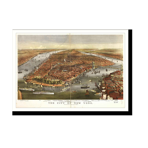 Panoramic Map - New York, New York, 1870 - Bird's Eye View Print