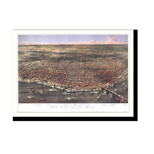 Panoramic Map - St. Louis, Missouri, 1874 - Bird's Eye View Print